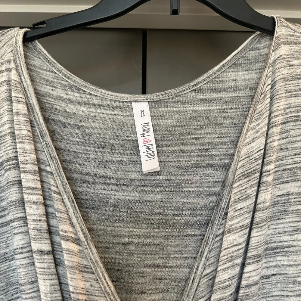 Latched Mama Gray Striped Jumpsuit - Picture 2 of 2